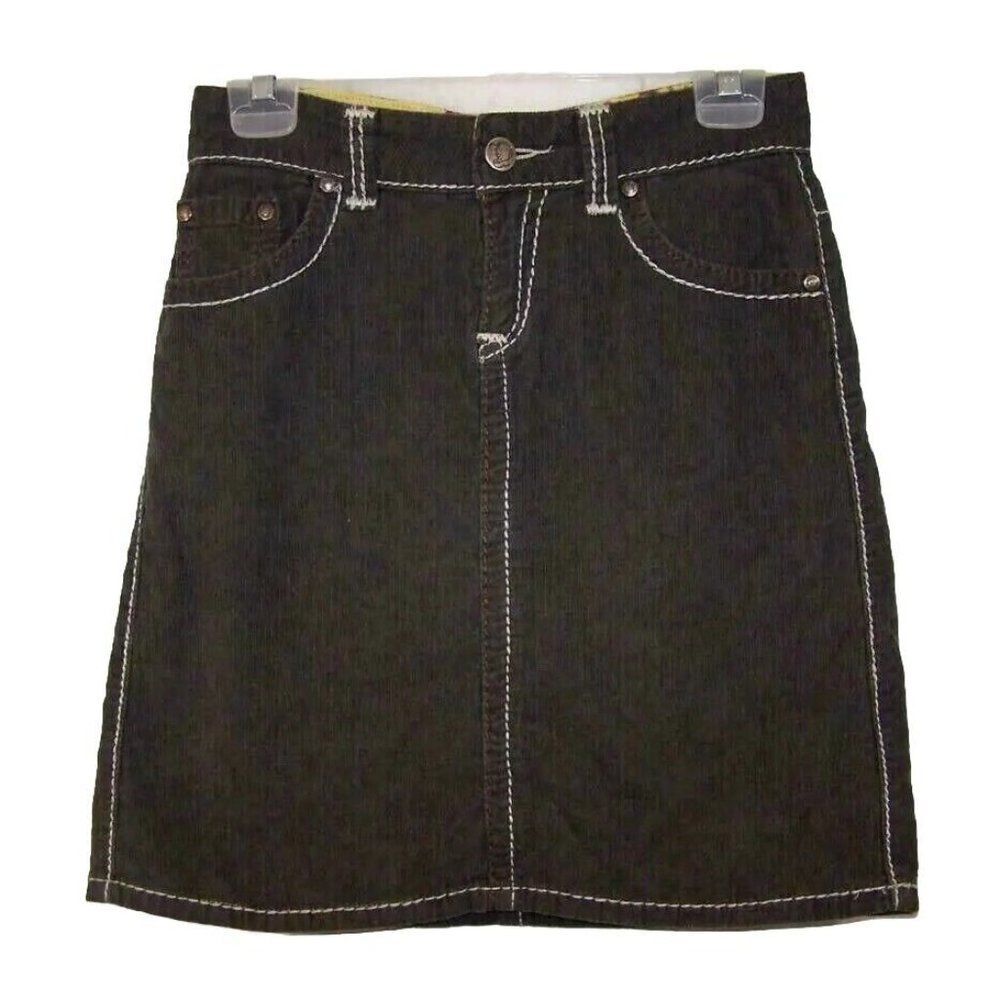 Hot to Trot Corduroy Mini Skirt Brown Straight Pockets Short Cotton Casual XS
